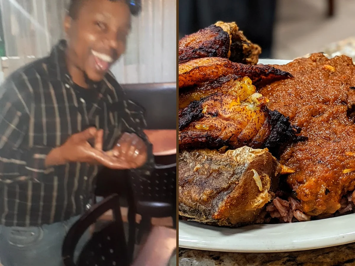 West African dishes on a casual restaurant table.